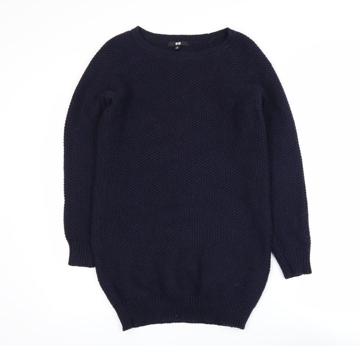 UNIQLO Women's Blue Chunky-Knit Wool Blend Pullover Jumper XS