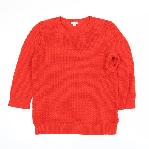 Gap Women Red Wool Blend Waffle Knit Crew Neck Jumper M