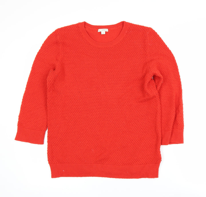 Gap Women Red Wool Blend Waffle Knit Crew Neck Jumper M