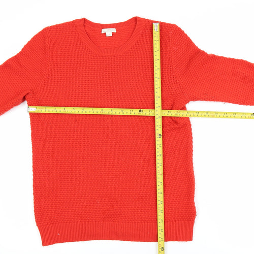 Gap Women Red Wool Blend Waffle Knit Crew Neck Jumper M