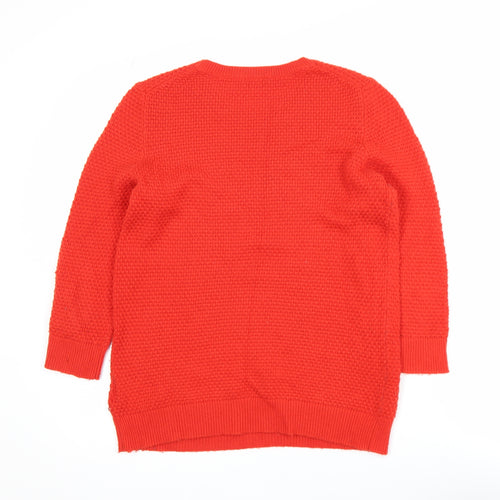 Gap Women Red Wool Blend Waffle Knit Crew Neck Jumper M