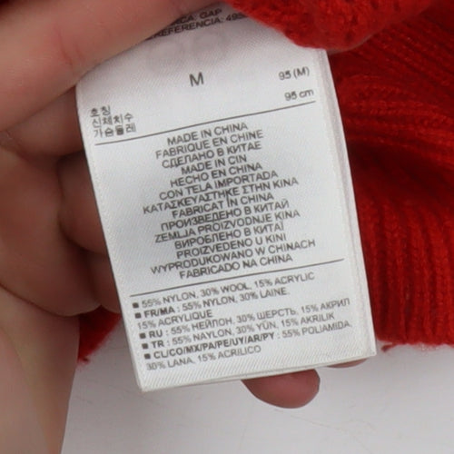 Gap Women Red Wool Blend Waffle Knit Crew Neck Jumper M