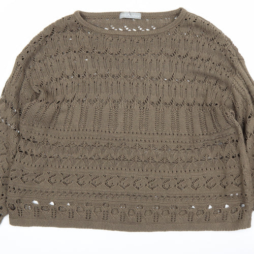 Marks and Spencer Women Brown Crochet Knit Jumper Size 18