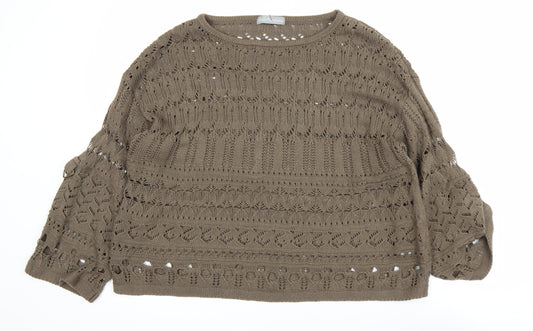 Marks and Spencer Women Brown Crochet Knit Jumper Size 18