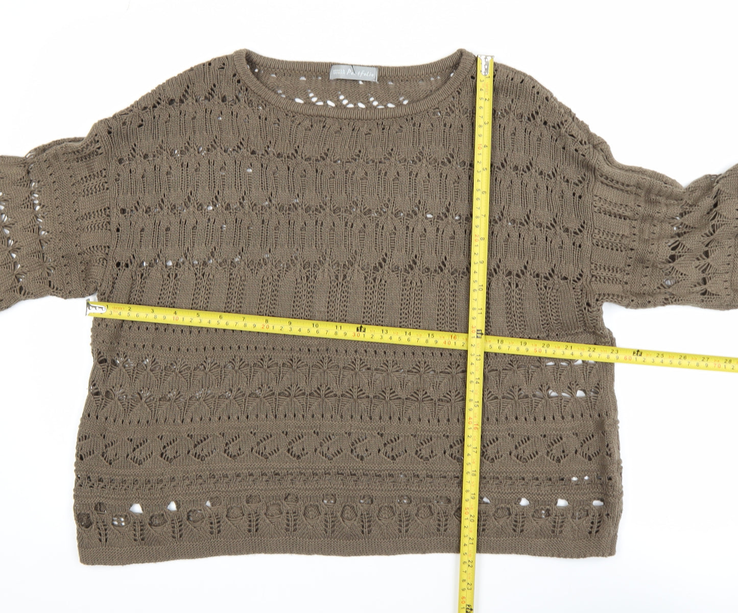 Marks and Spencer Women Brown Crochet Knit Jumper Size 18