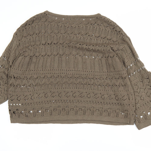 Marks and Spencer Women Brown Crochet Knit Jumper Size 18