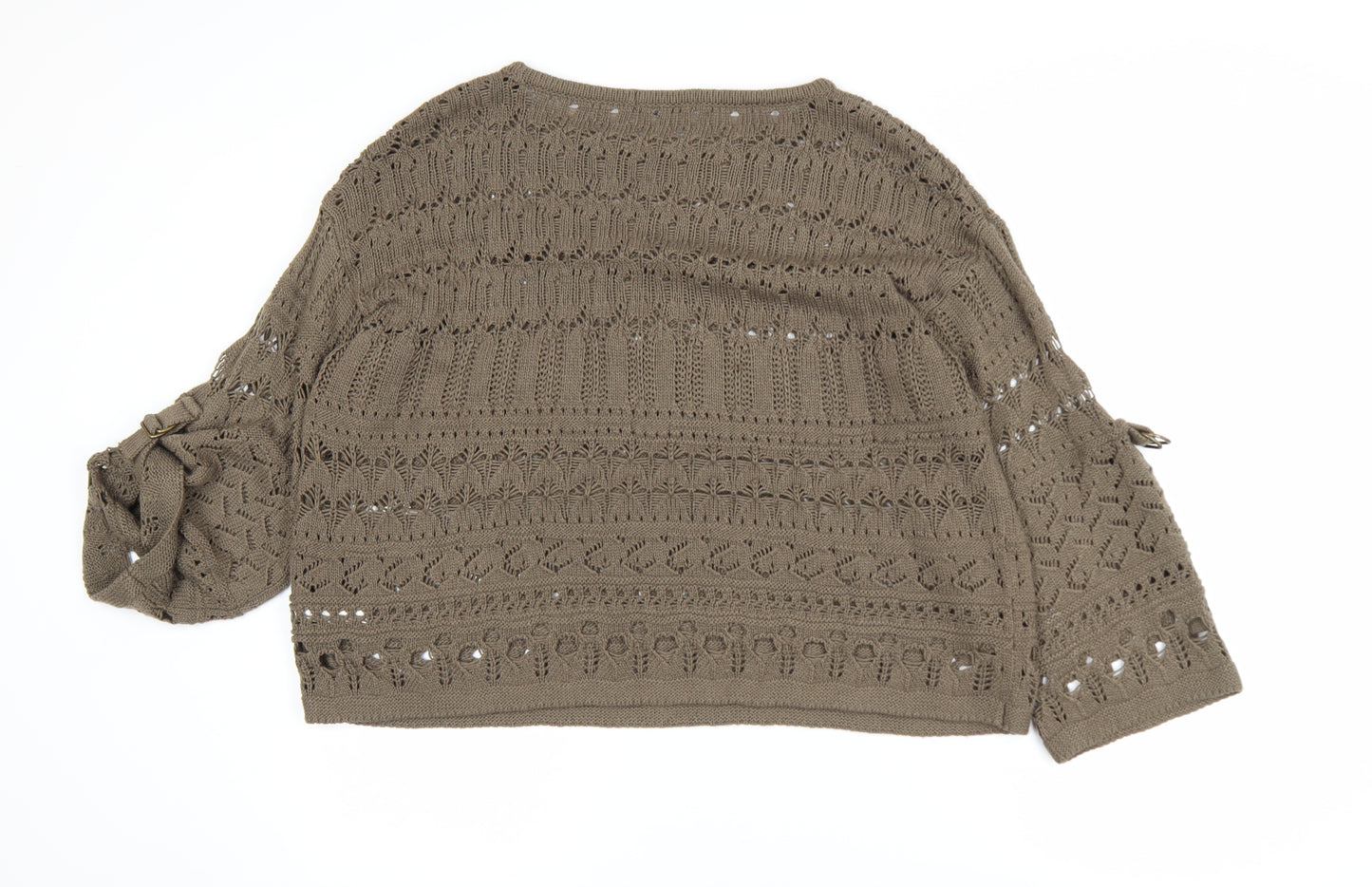 Marks and Spencer Women Brown Crochet Knit Jumper Size 18