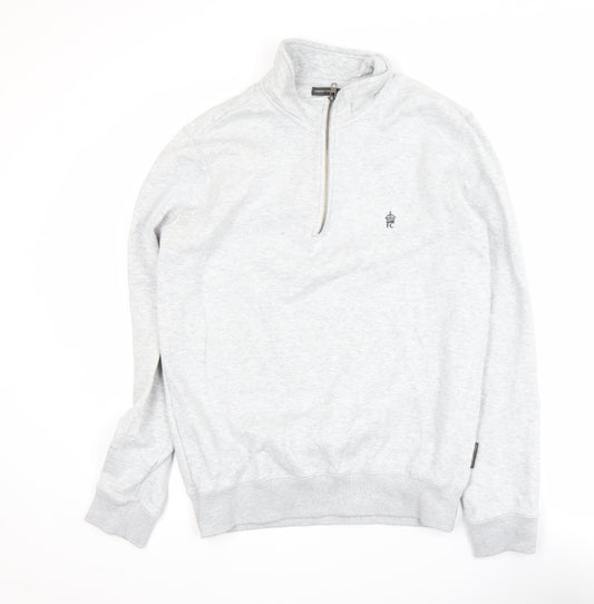 French Connection Men's Grey 1/4 Zip Sweatshirt Size S