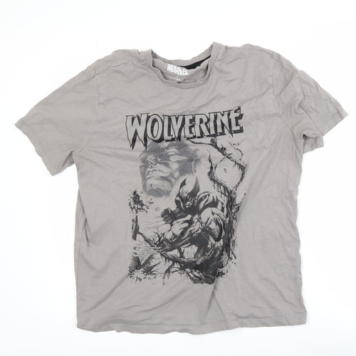 Marvel Men’s Grey Wolverine Graphic T-Shirt Size M