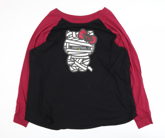 Sanrio Hello Kitty Women Black Long Sleeve Raglan T-Shirt Size S