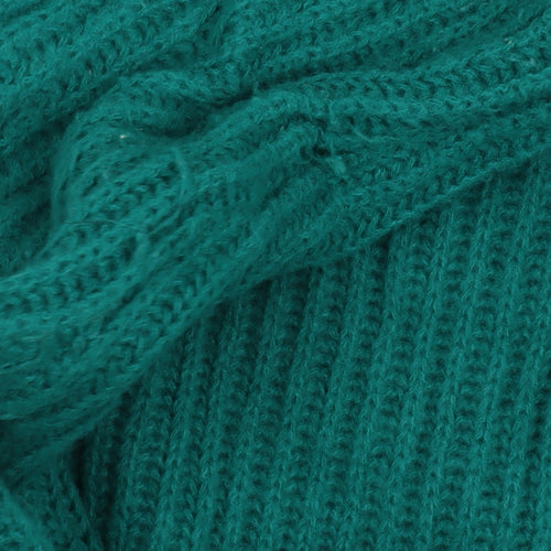Feelhoo Women's Green Cable-Knit High Neck Full Zip Jumper M