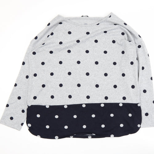 Roman Women’s Grey Polka Dot 3/4 Sleeve Jersey T-Shirt Size 18