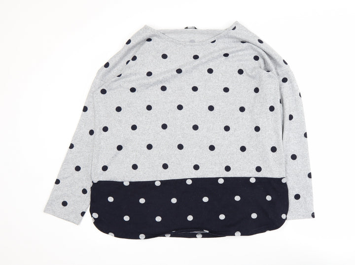 Roman Women’s Grey Polka Dot 3/4 Sleeve Jersey T-Shirt Size 18