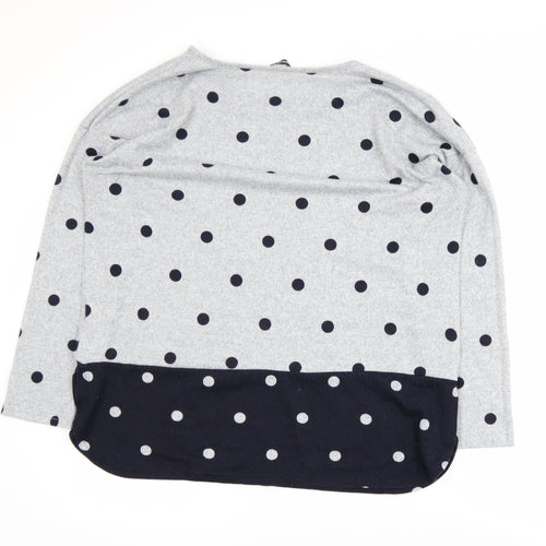 Roman Women’s Grey Polka Dot 3/4 Sleeve Jersey T-Shirt Size 18