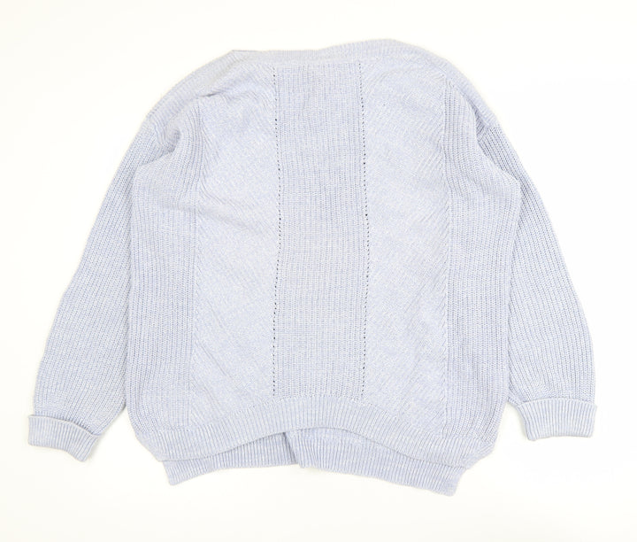 Marks and Spencer Women Blue Cotton Knit Jumper Size L