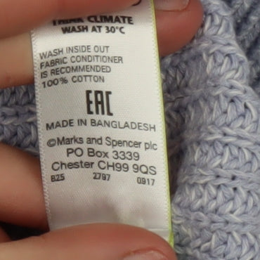 Marks and Spencer Women Blue Cotton Knit Jumper Size L