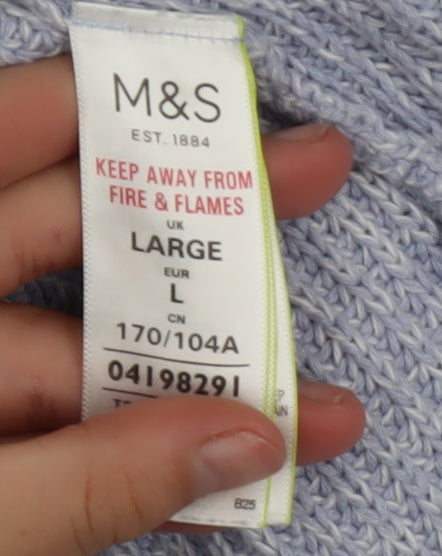 Marks and Spencer Women Blue Cotton Knit Jumper Size L