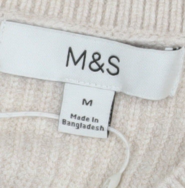 Marks and Spencer Womens Beige V-Neck Knit Jumper Medium