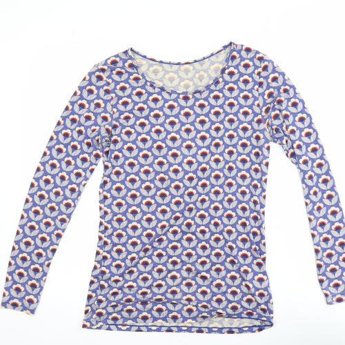 Heattech Women's Blue Geometric Long Sleeve T-Shirt Size 10