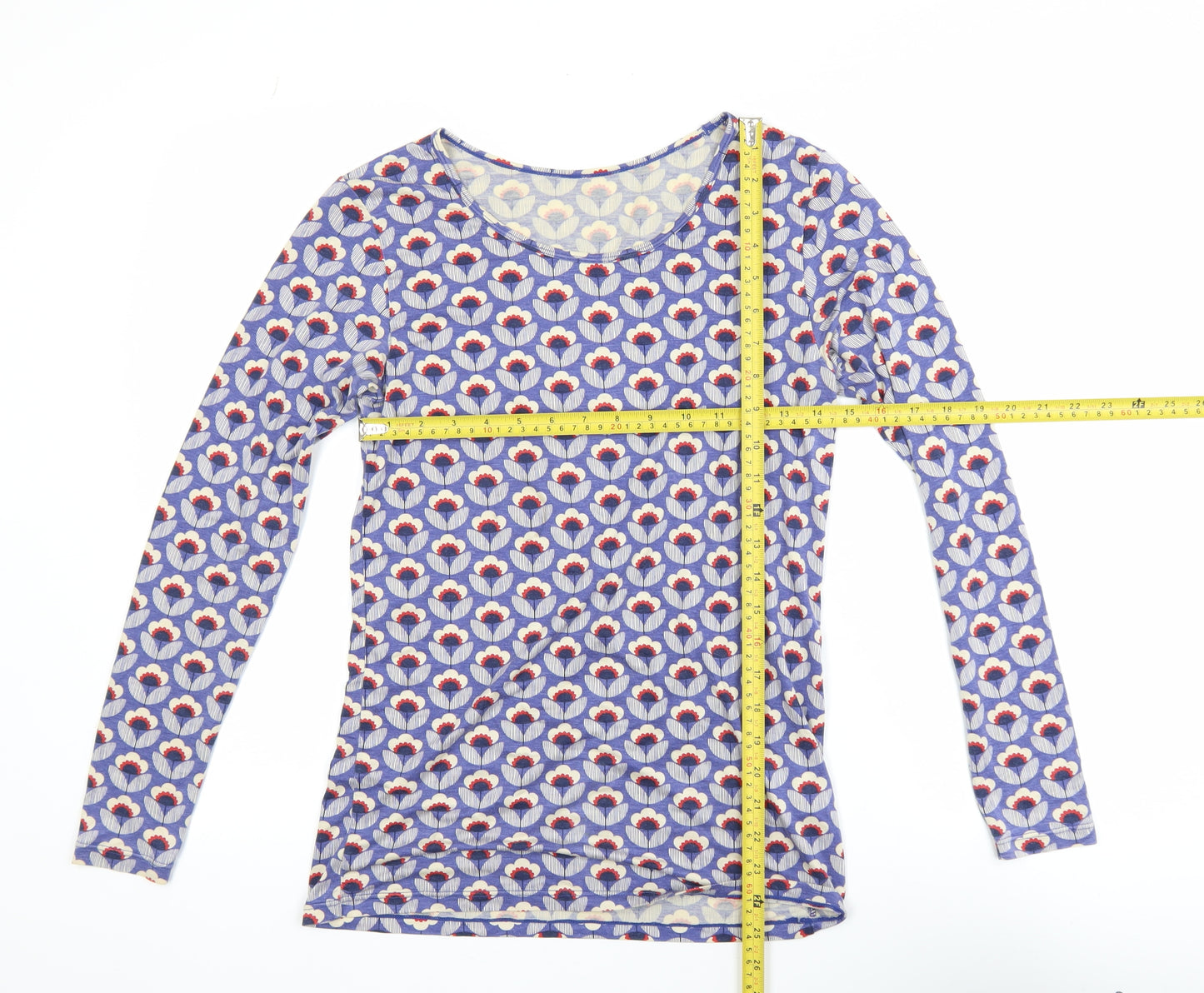 Heattech Women's Blue Geometric Long Sleeve T-Shirt Size 10