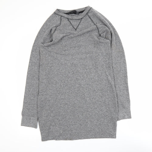 Zara Men Grey Waffle-Knit Pullover Jumper Size M