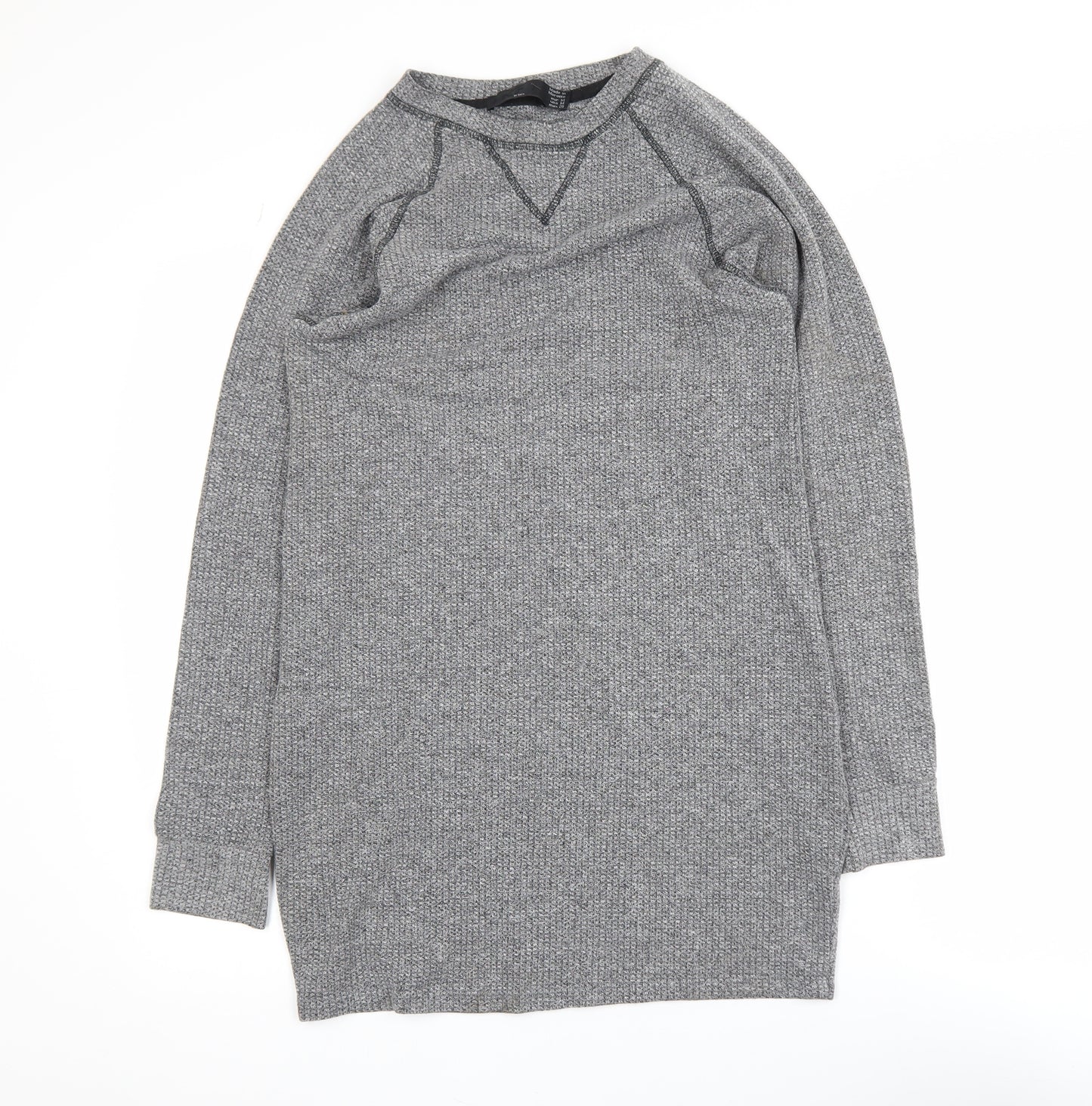 Zara Men Grey Waffle-Knit Pullover Jumper Size M