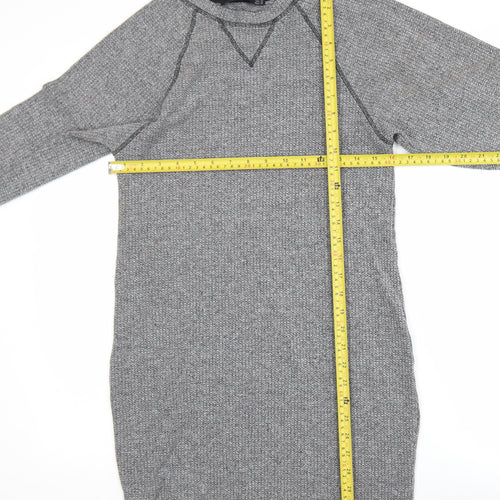 Zara Men Grey Waffle-Knit Pullover Jumper Size M