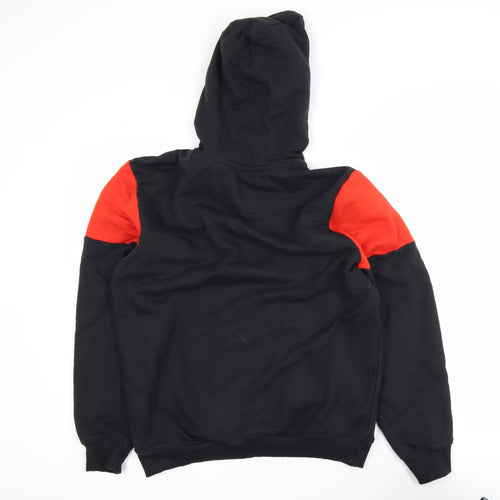 boohooMAN Men's Black Red Pullover Hoodie Size S Embroidered Logo