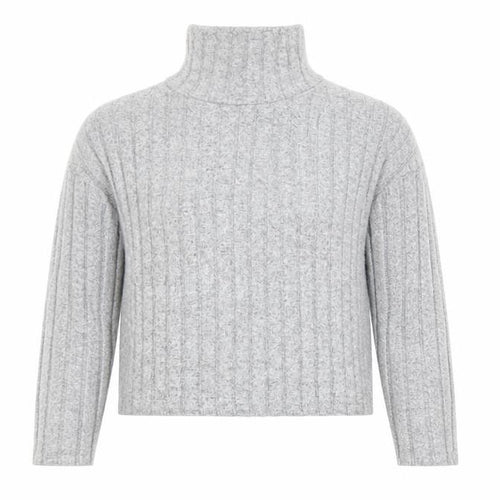 New Look Womens Grey Roll Neck Rib Knit Long Sleeve Top Size L