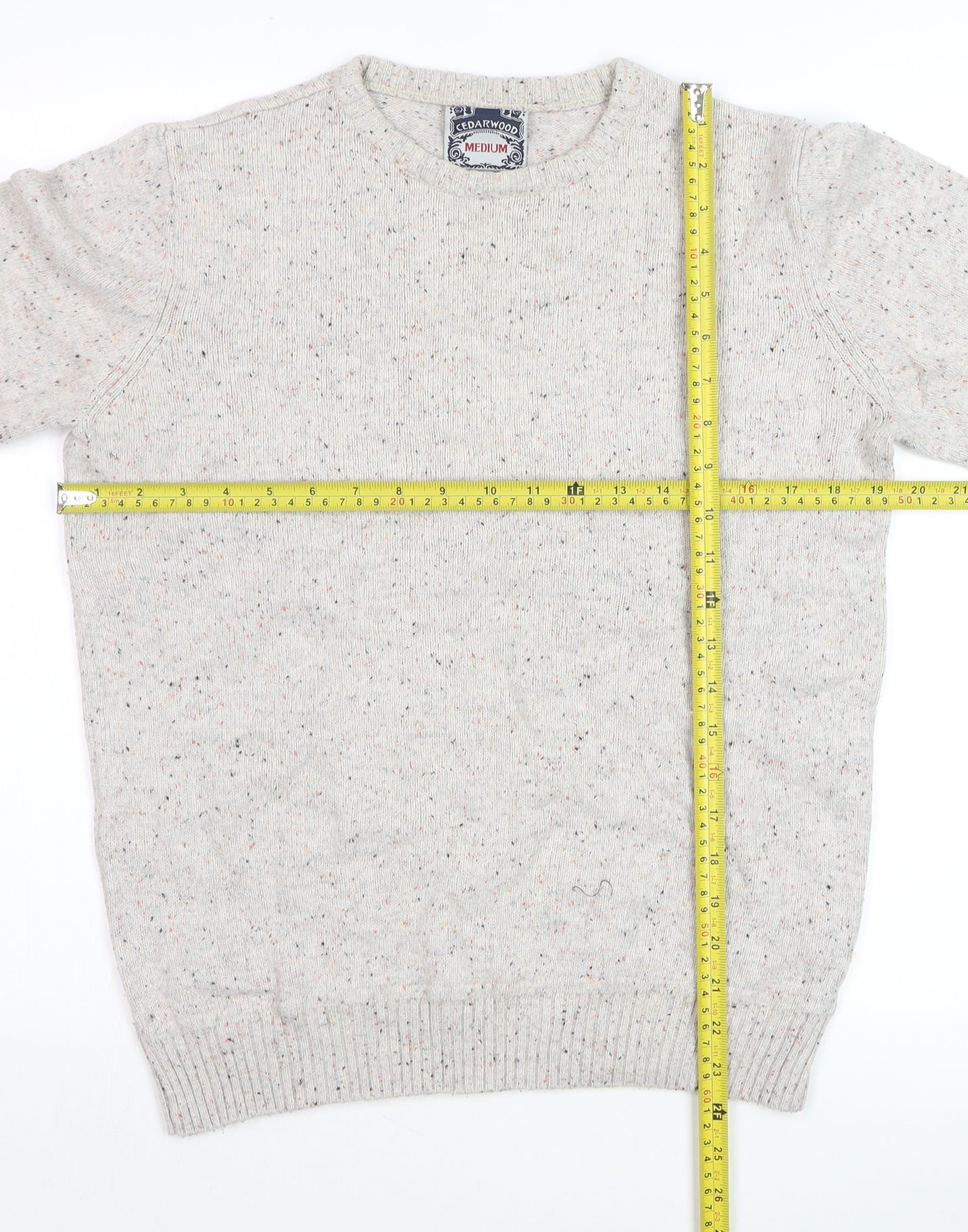 Cedarwood State Men’s Beige Wool Blend Crew Neck Pullover Sweater Medium