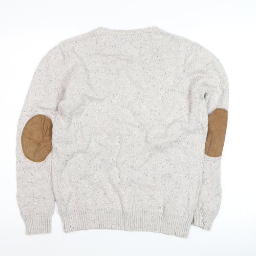 Cedarwood State Men’s Beige Wool Blend Crew Neck Pullover Sweater Medium