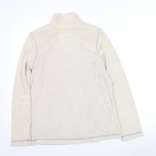 Boden Women Beige Fleece Henley Jumper UK 8 Long Sleeve