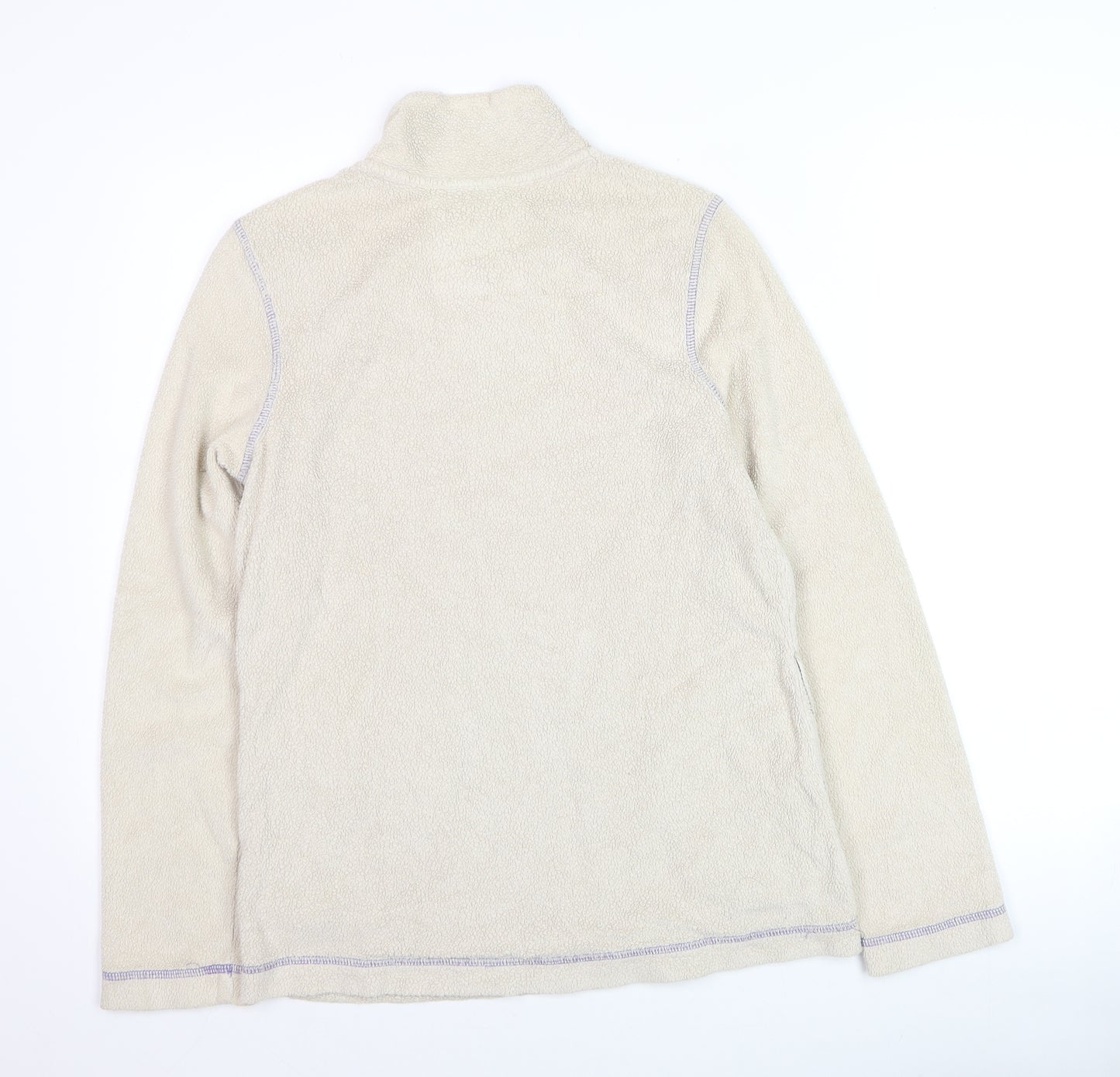 Boden Women Beige Fleece Henley Jumper UK 8 Long Sleeve