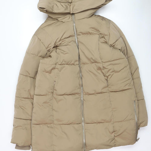 F&F Women's Beige Long Puffer Jacket Hooded M