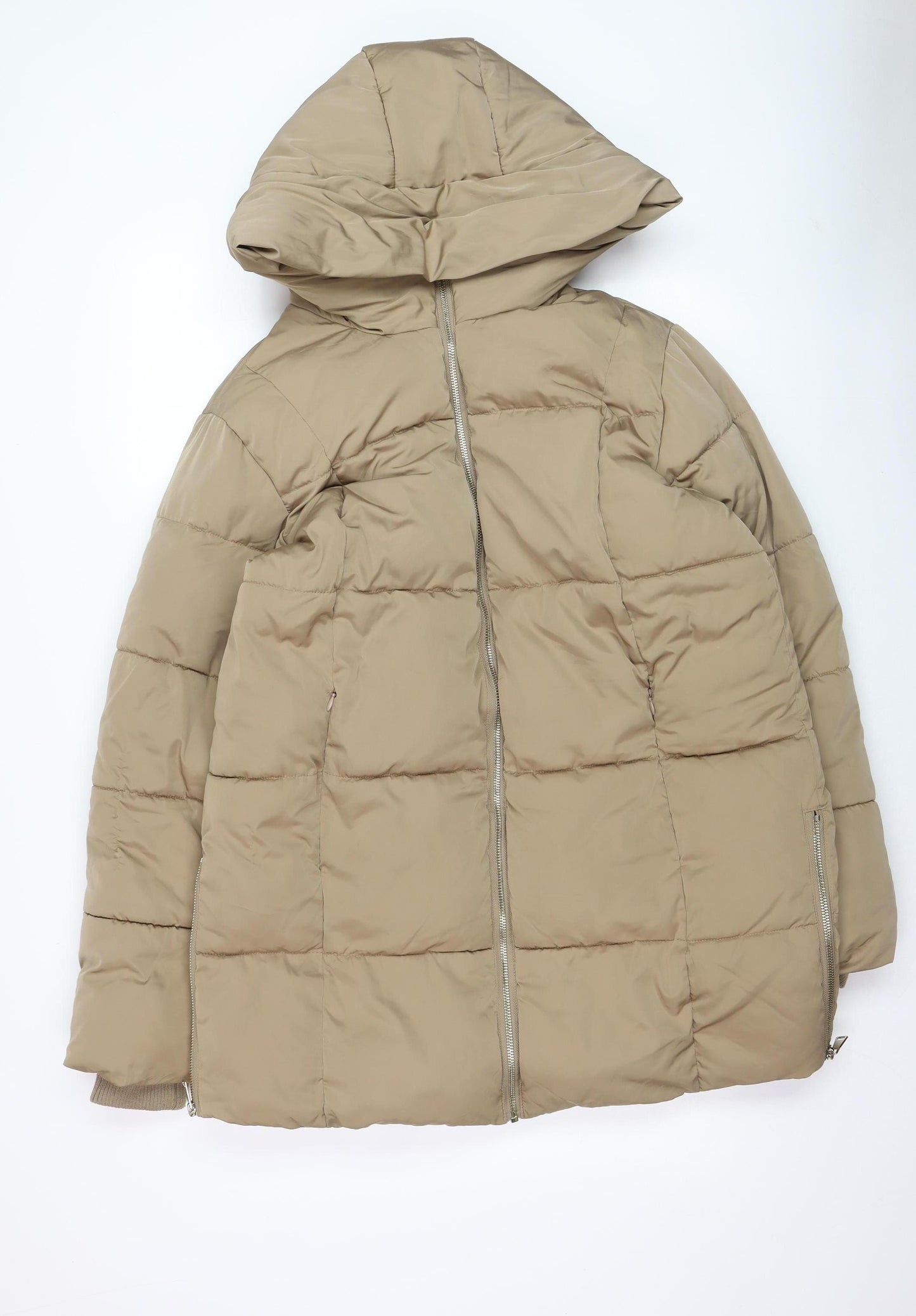 F&F Women's Beige Long Puffer Jacket Hooded M