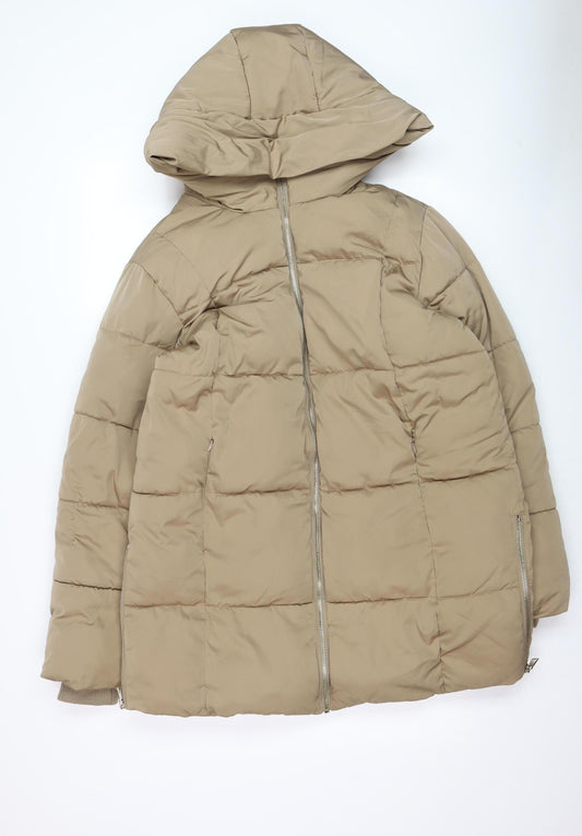 F&F Women's Beige Long Puffer Jacket Hooded M