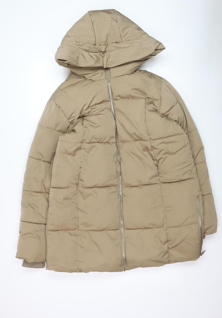 F&F Women's Beige Long Puffer Jacket Hooded M