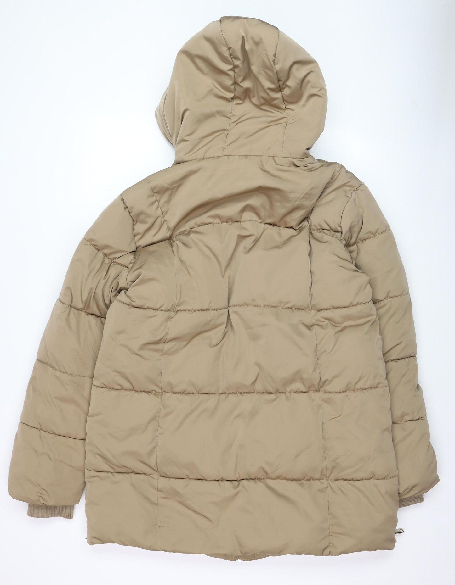 F&F Women's Beige Long Puffer Jacket Hooded M