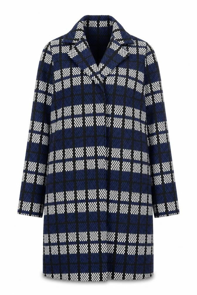LOOK Magazine for SimplyBe Women's Blue Check Tweed Coat Size 14