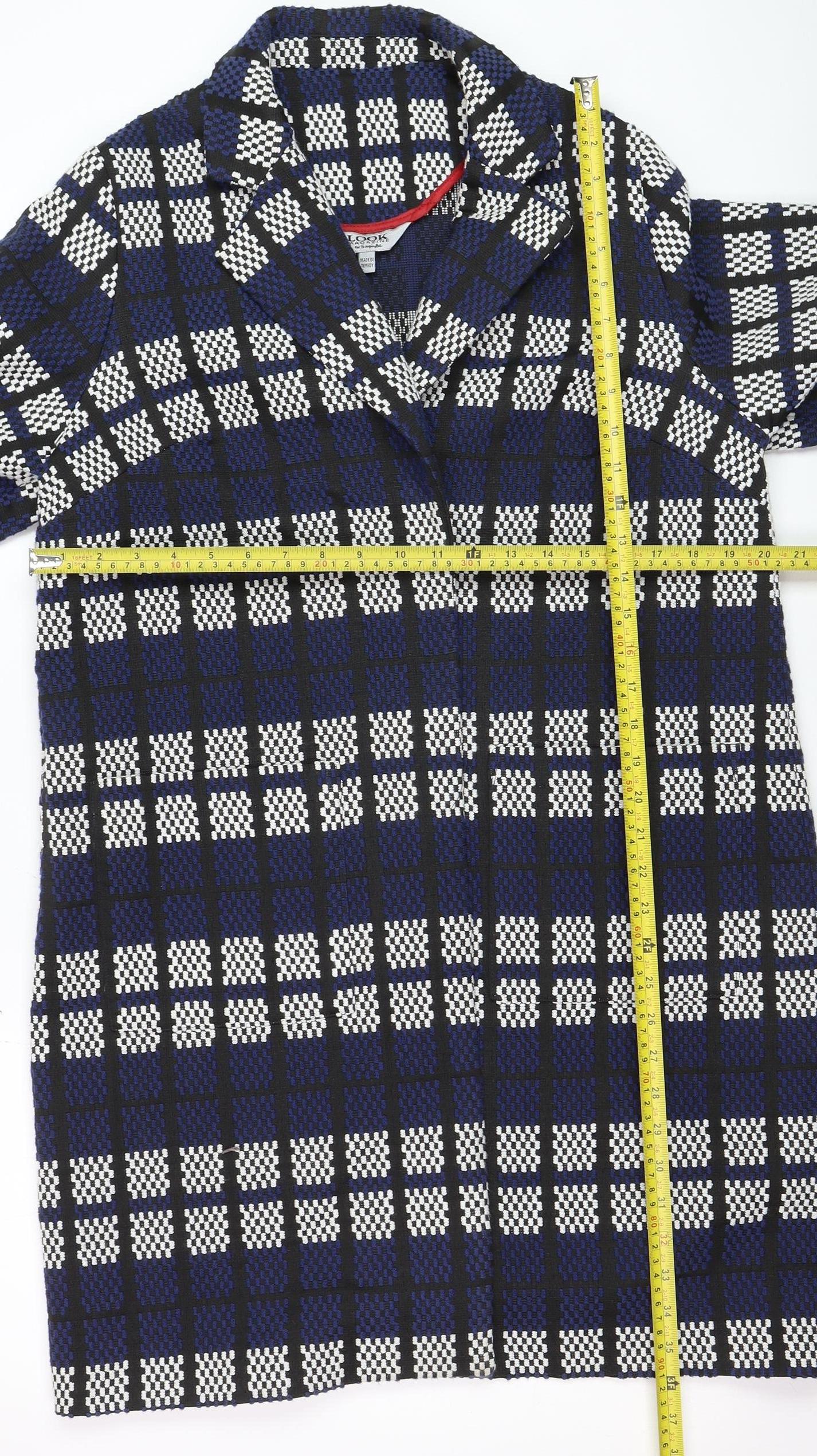 LOOK Magazine for SimplyBe Women's Blue Check Tweed Coat Size 14