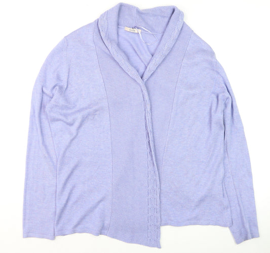 Marks and Spencer Women Purple Size 18 Open Knit Cardigan