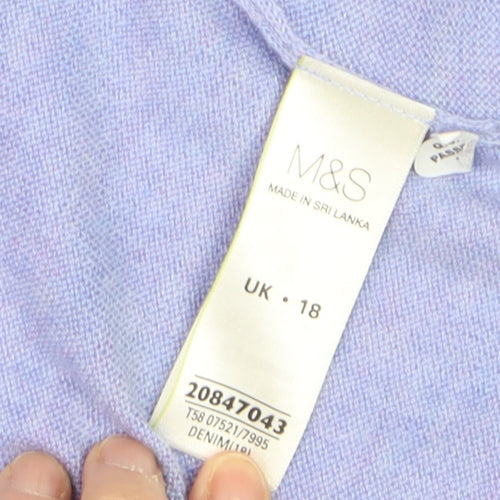 Marks and Spencer Women Purple Size 18 Open Knit Cardigan