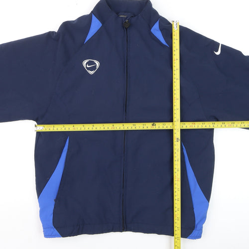 Nike Boys Blue Full Zip Track Jacket Size 10-12 Years Polyester Sportswear