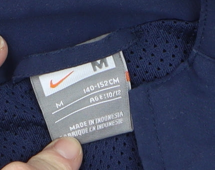 Nike Boys Blue Full Zip Track Jacket Size 10-12 Years Polyester Sportswear