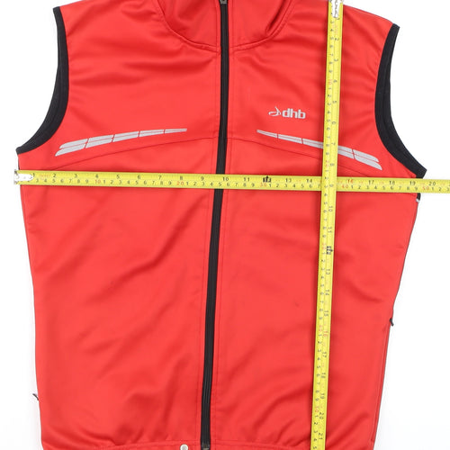 dhb Men's Red Softshell Cycling Bodywarmer Vest M Reflective Windproof