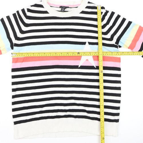 M&Co Womens Multicoloured Striped Star Pullover Jumper Size 14