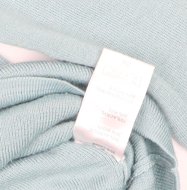 Baluart Women Blue Cardigan Floral Beaded Button Front Size 12