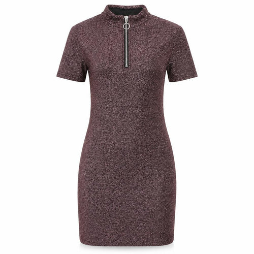 Light Before Dark Women's Purple Glitter Short Sleeve Bodycon Dress S