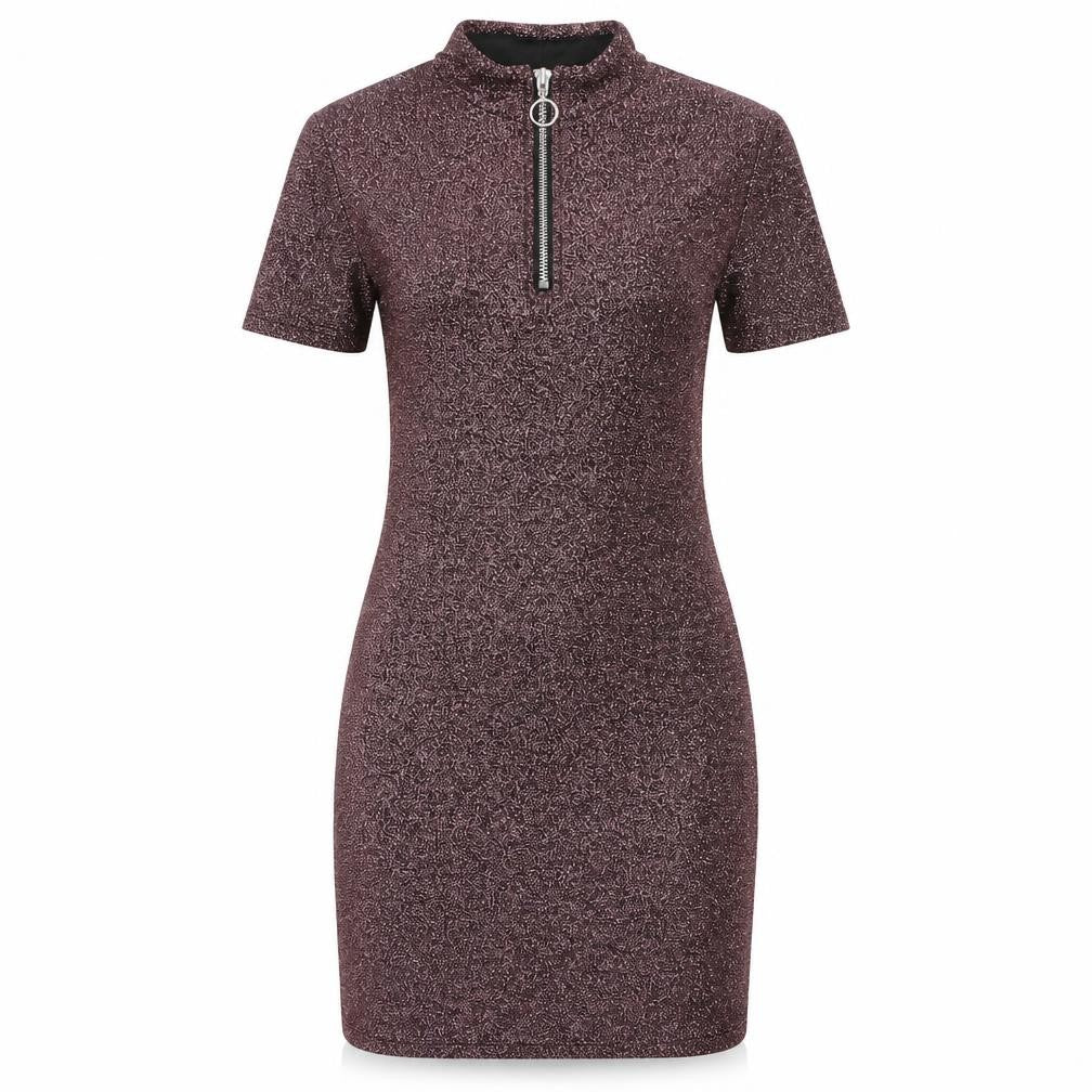 Light Before Dark Women's Purple Glitter Short Sleeve Bodycon Dress S
