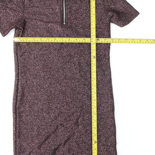 Light Before Dark Women's Purple Glitter Short Sleeve Bodycon Dress S